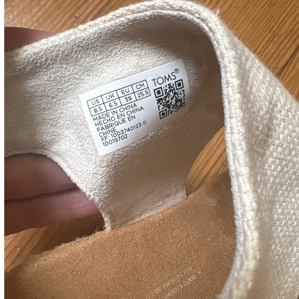 TOMS Majorca Platform Sandal Women Cream Espadrille Block Heel SIZE 8.5‎